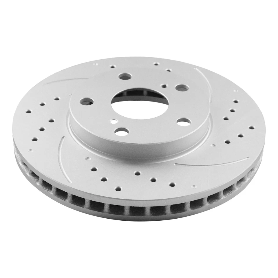 Front Drilled Rotors Ceramic Brake Pads for 2002 2003 2004 -2006 Toyota Camry - Image 3 of 4