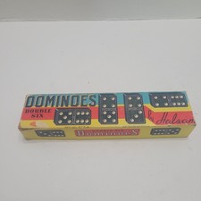 Vtg Halsam 623-A Double Six Dominoes Complete 28 Piece Set w/Box