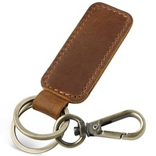 Genuine Leather Car Keychain, Universal Key Fob Keychain, Leather Key Brown