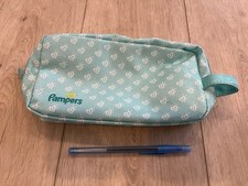 EMPTY Small Pampers Hearts Travel Pouch Teal Holds Diapers Wipes Etc Zip Up