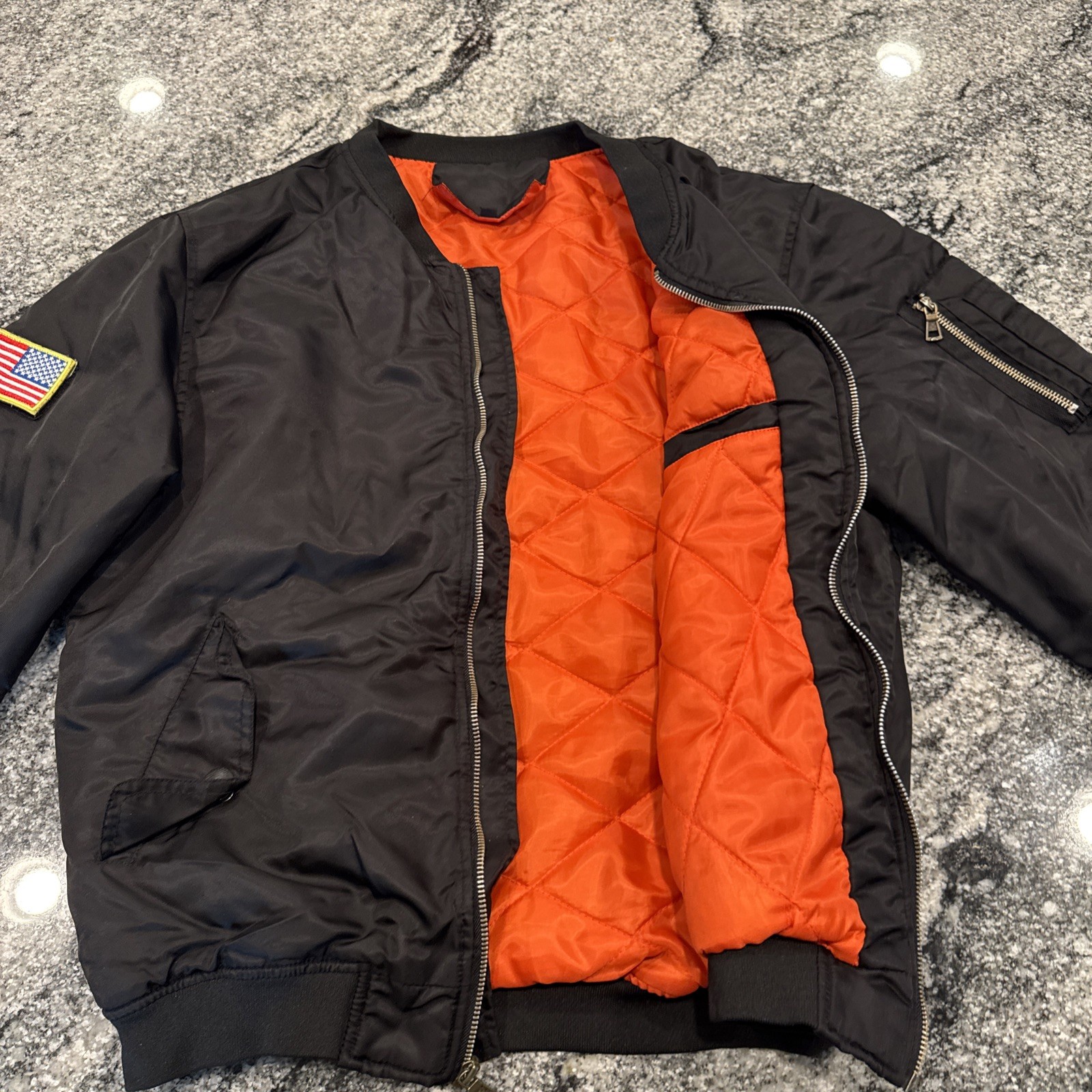 REVERSIBLE FLIGHT BOMBER JACKET With Patch BLACK … - image 13