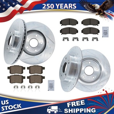 Front Rear Drilled Slotted Rotors Ceramic Brake Pads for HONDA ACCORD 2011 2012