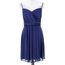 Davids Bridal Dress Womens 10 Blue Sweetheart Strappy Pleated Lined Wedding Prom