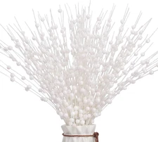 12 PCS White Glitter Berry Picks for Christmas Decor and DIY Wreaths (15.8’’)