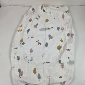 POTTERY BARN KIDS organic cotton muslin changing pad cover fox pig trees