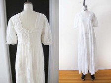 DÔEN Colline Dress Small White Voile Cotton Romantic Maxi Dress Lace Embroidered