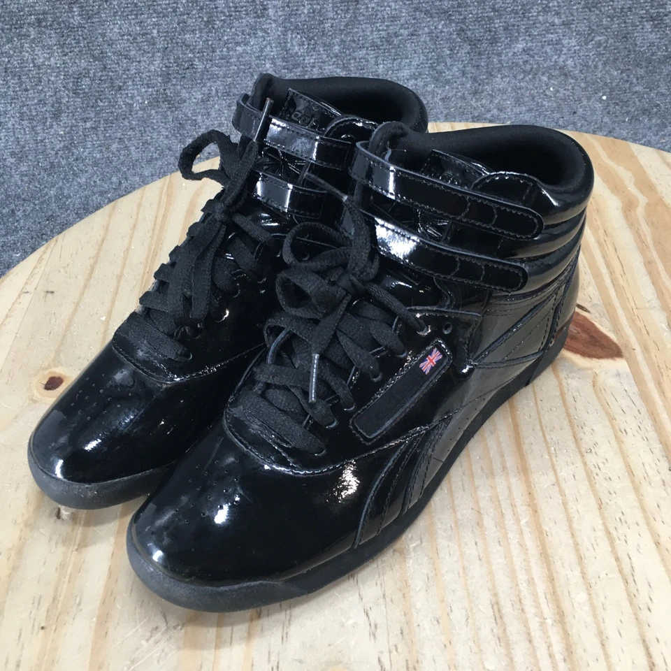 Reebok Shoes Womens 8 Classic Freestyle Hi Sneakers Black CN2822 Patent Leather - Image 3 of 4