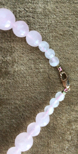Beautiful Vintage Faceted Rose Quartz Beaded Drop Necklace 18” 14k GF Clasp - Picture 5 of 8