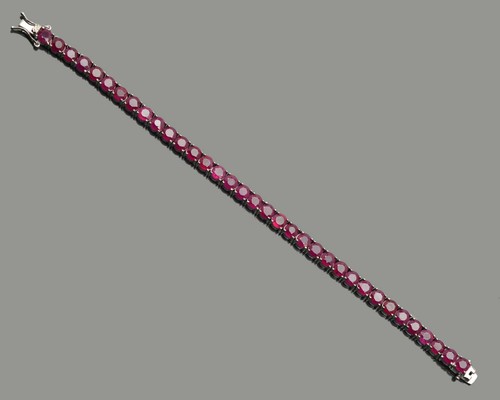 5 mm Round Cut Natural Ruby Gemstone 925 Sterling Silver Tennis Bracelet Jewelry - Picture 8 of 8