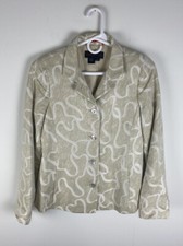 Women Nina McLemore USA viscose silk lined geometric button blazer jacket, 2