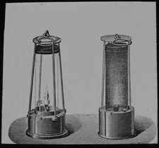 COAL MINING : ENGLISH SAFETY LAMPS C1875 VICTORIAN Magic Lantern Slide MINERS