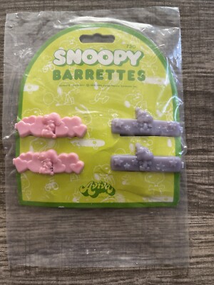 Set Of 2 Vintage Aviva Snoopy Barrettes For Hair Marked 1965 New Old Stock