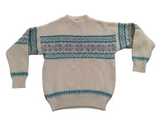 Icelandic ICE-KNIT Fine Woolen Fashions Ivory Sweater Pullover Womens Size M