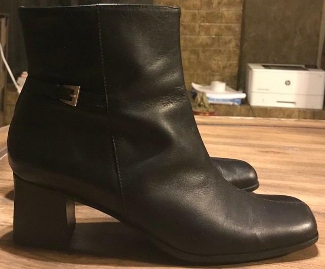 unisa black leather ankle boots