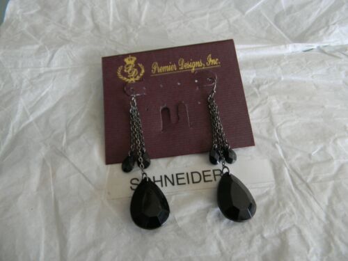 Premier Designs BLACK BEAUTY black nickel teardrop earrings RV $19 new - Picture 1 of 5