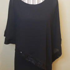 Size 14 Sequin Dress Black Cape Capelet Sequin Dress 14