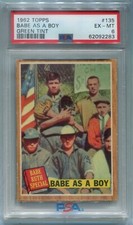 1962 Topps Green Tint GT Babe Ruth set #135-144 Babe Ruth Lou Gehrig PSA 4-7.5