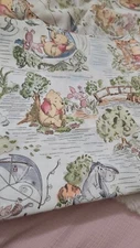 2 VINTAGE VALANCES Winnie the Pooh Fabric Pooh's Day in the Park 18"X80" EACH  
