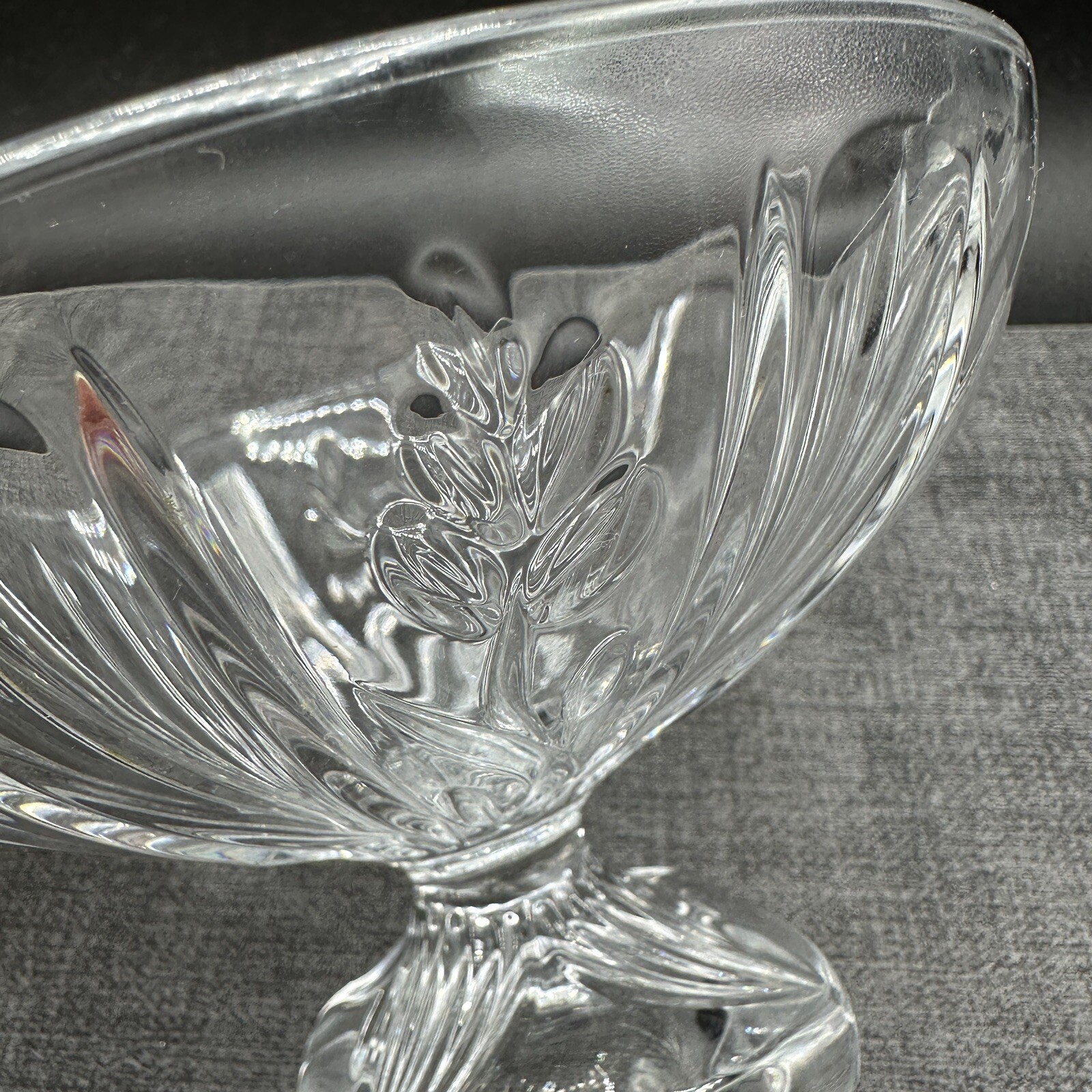 Footed Square Candy Crystal Bowl Czech Republic Pedestal 24% Full Lead Vtg