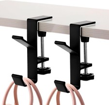 2Pcs Clamp-On under Desk Headphone Holder Backpack Hook Students' Desk Hook with