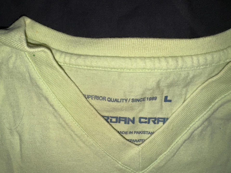 Camiseta Hombre Amarillo Verde Cuello en V L LG Grande Foto 2 de 3