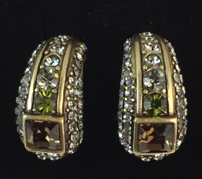 HEIDI DAUS ''Infinite Magic'' Crystal-Accented Hoop Earrings ~ Clip on backs
