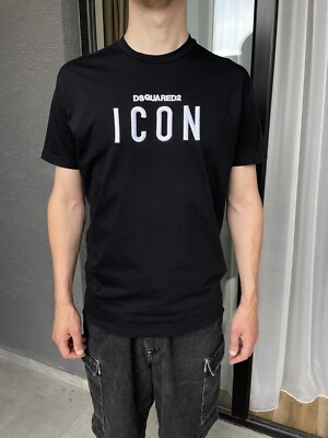 Dsquared2 Mens ICON Logo T Shirt  White Black  Short Sleeve Size XL
