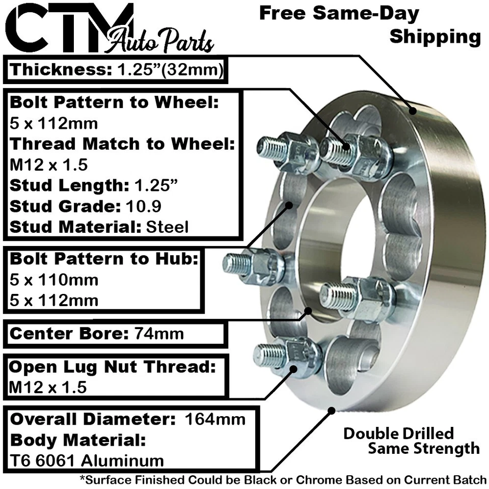 2x Adaptador espaciador de rueda de 1,25" de grosor 5x112 mm + perno de 14x1,5 apto para Audi Porsche Macan Foto 4 de 4