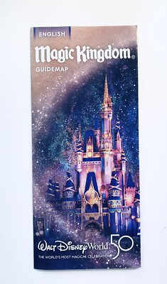 RARE DISNEY WORLD PARKS MAGIC KINGDOM 2021-22 MAP Guide 50th
