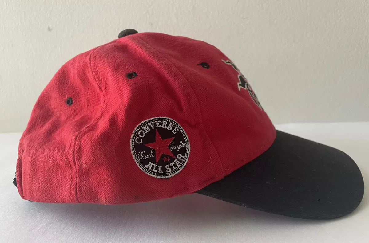 Vintage Dennis Rodman Converse Cotton Hat Cap Tribal Sun Red NBA Chicago Bulls