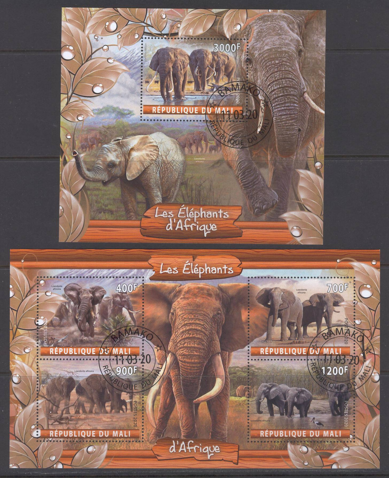MALI 2020 LES ELEPHANTS D'AFRIQUE WILD ANIMALS PRAIRIE FAUNA STAMPS CTO ...