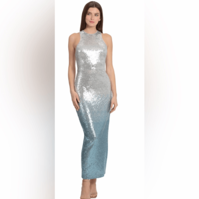 Maggy London Maggy London | High Neck Sheath Dress Crystal Blue/Silver