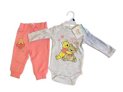 Disney Baby Winnie Pooh 2er Set Langarm Body/Hose Mädchen Lizenz Ware Gr. 62-92