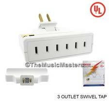 Swivel Tap 2 Prong 3 Outlet Premium UL Listed Electric Adapter Power Splitter