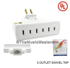 Swivel Tap 2 Prong 3 Outlet Premium UL Listed Electric Adapter Power Splitter