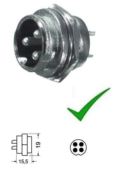 ELCART Connettore SPINA MICROFONICA da Pannello 4 Poli