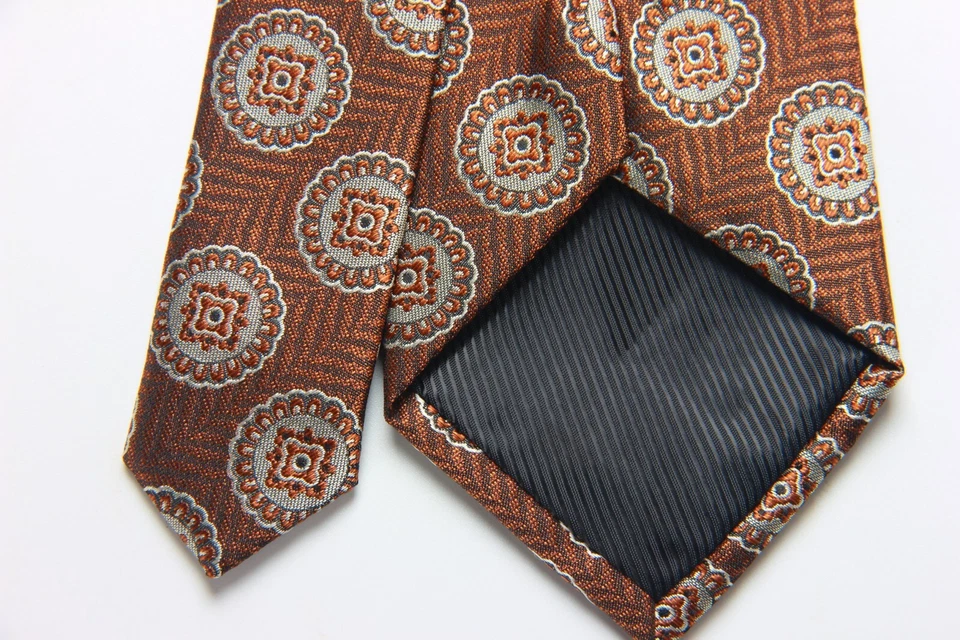 Nueva Corbata Clásica a Lunares Marrón Blanco JACQUARD TEJIDA 100% Seda Para Hombre Foto 4 de 4