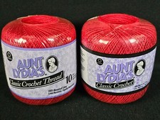 2 Aunt Lydia's Classic Crochet Thread Victory Red 350 Yards 100 Cotton New