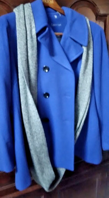 Calvin Klein Women's 1XL Wood Cashmere Double Breasted Blend Peacoat Lapis Blue