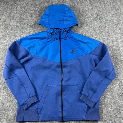 Nike Tech Fleece Windrunner Jacket Men Large Blue Full Zip Hooded Sport