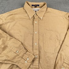 VTG Tommy Hilfiger Shirt Mens 16.5 32/33 Beige Twill Button Down Casual Preppy