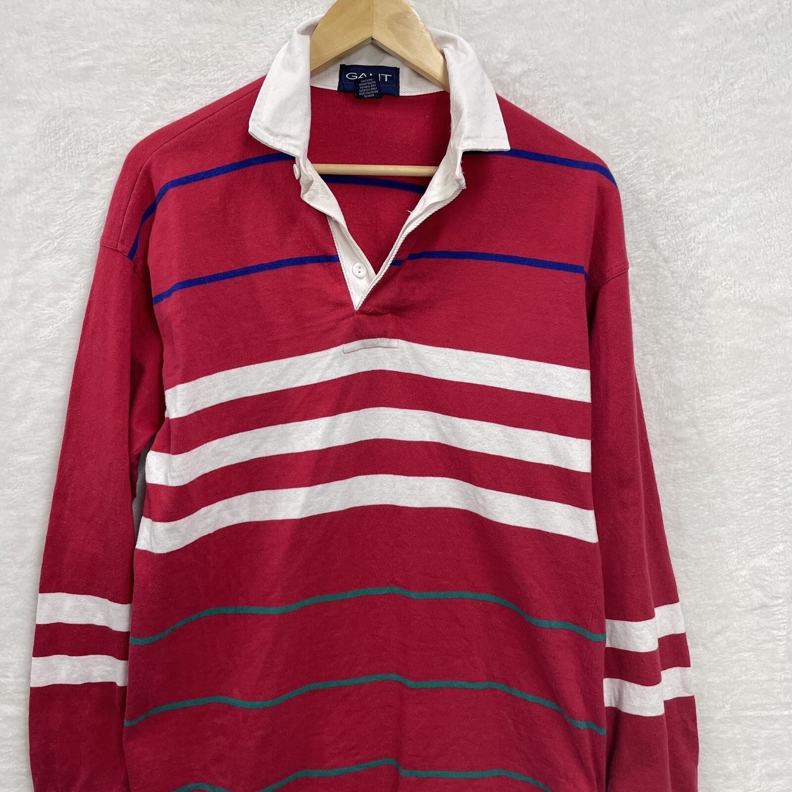 GANT Rugger Mens Rugby Polo Shirt Long Sleeve Size Medium Made in USA image 2