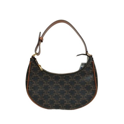 CELINE AVA Shoulder Bag Medium Size Brown PVC Shoulder Bag