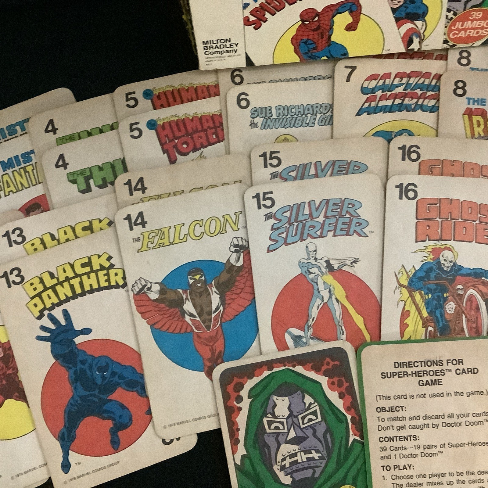 Vintage 1978 Marvel Comics Super-Heroes Card Game –Instruction Card Original Box