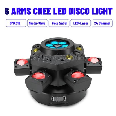 PAIDUN LED RGBW 6 Arms Gobo Moving Head Light Rotating Laser Beam Disco Bar Club