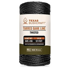 Tarred Bank Line Twine - 36 Black Nylon String 1/4 lb - 36 121 ft Twisted