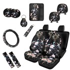 Tropical Sea Turtle Floral Print 13 PCS Car Seat Cover Set Hawaii Turtles Hib...
