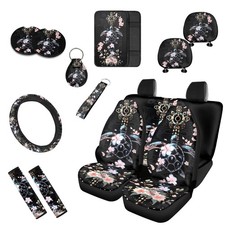 Tropical Sea Turtle Floral Print 13 PCS Car Seat Cover Set Hawaii Turtles Hib...