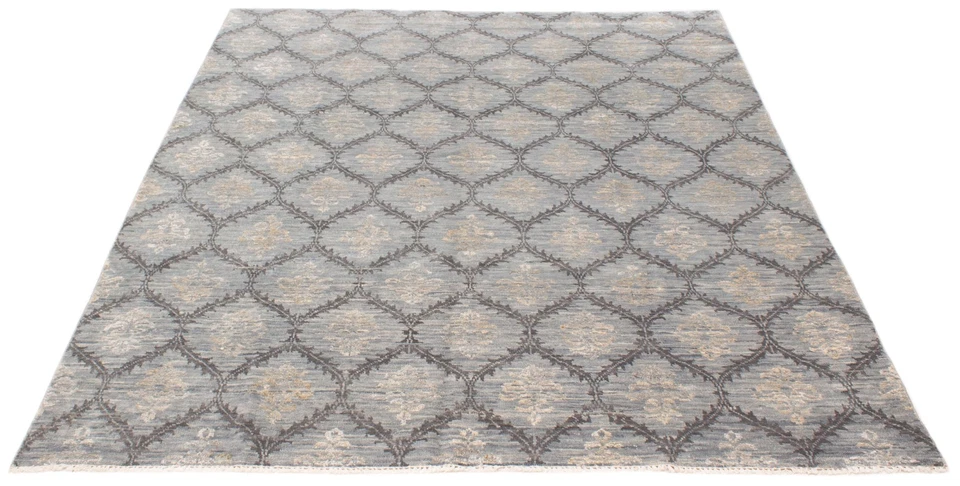 Alfombra oriental tradicional de lana/seda anudada a mano de 8'0" x 9'10" Foto 3 de 4