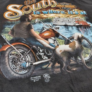 Vtg 80s Harley Davidson 3D Emblem XL The South Is Where It's At T Shirt Tee Rare